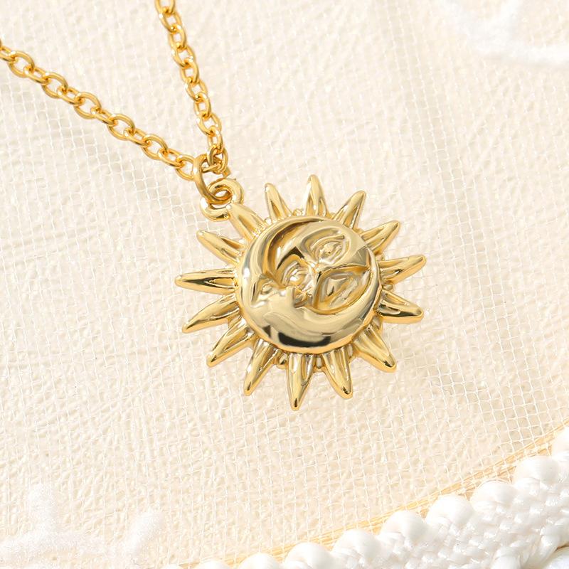 Avtoit | Vintage Sun and Moon Stainless Steel Necklace