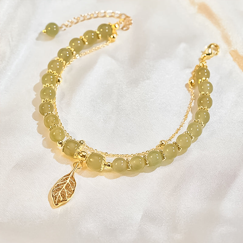 Avtoit | Hetian Jade Bracelet with Leaf