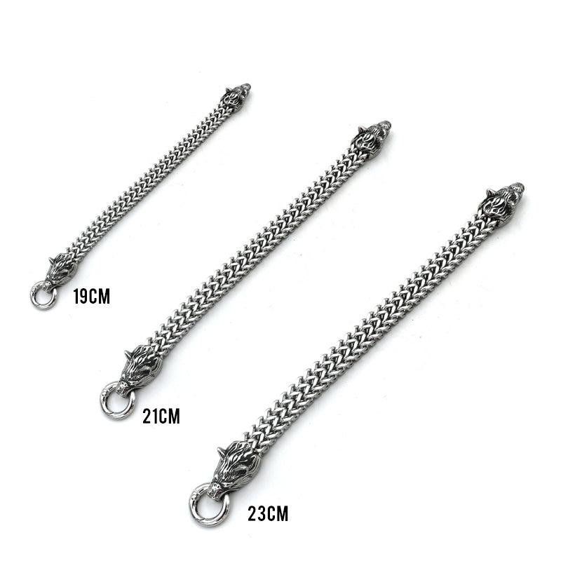 Avtoit | Viking Stainless Steel Double Wolf Head Fenrir Bracelet