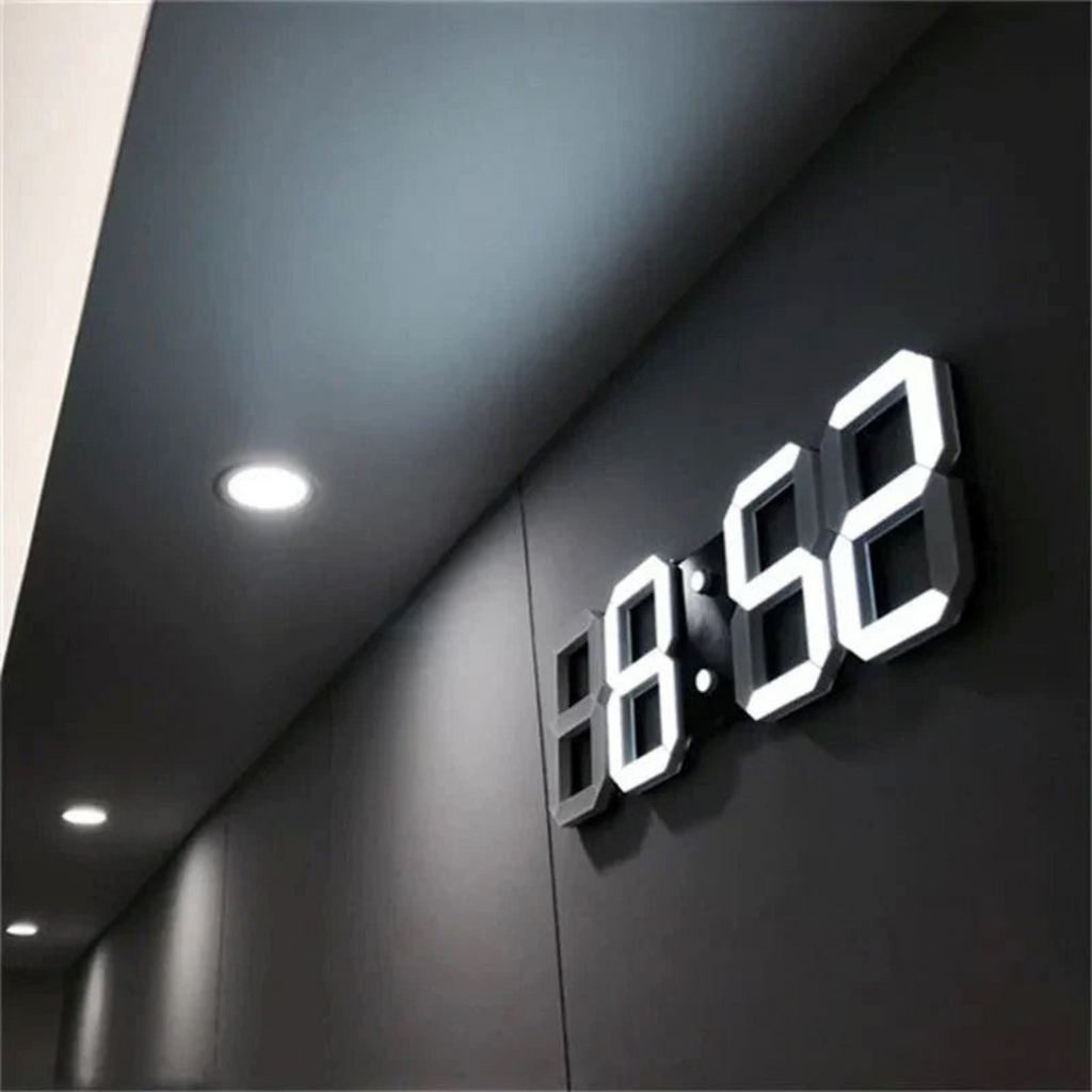 Avtoit | Modern 3D-LED Wall Clock Black | Digital Kitchen Clock Eye-Catcher