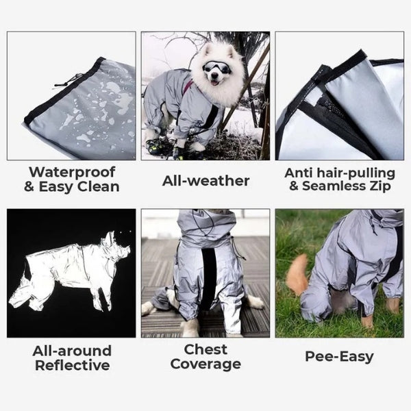 Avtoit | Waterproof Dog Coat with Legs – Reflective Dog Rain Jacket for Small & Large Breeds | Best Rain Coat for Dogs UK