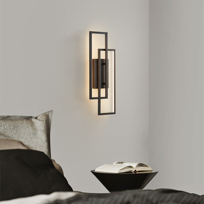 Avtoit | Modern Geometric LED Wall Light – Rectangle Design with Remote Dimming (Black or Copper Finish)