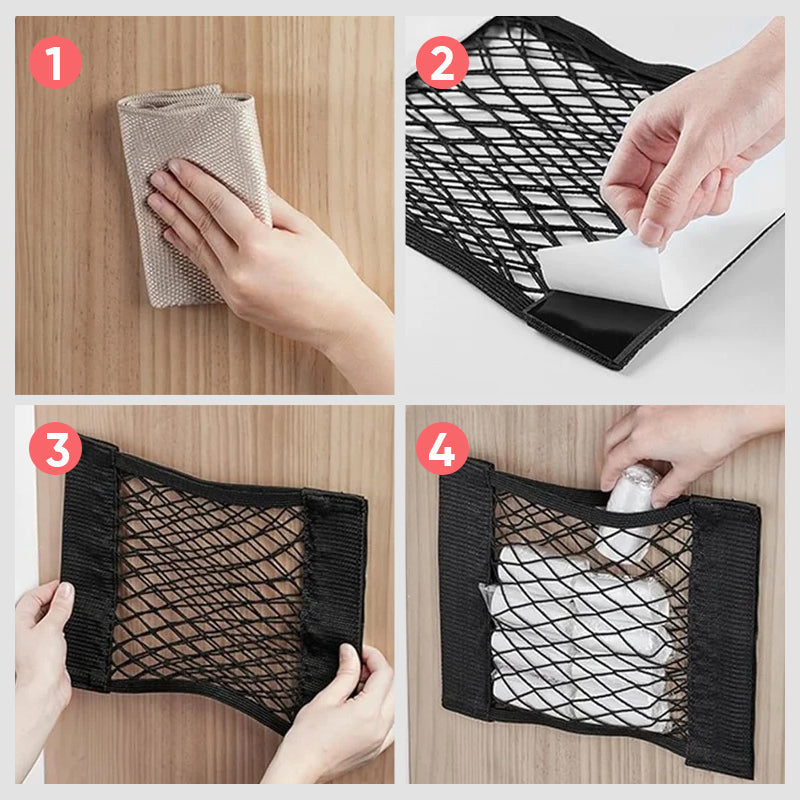 Avtoit | Plastic Bags Storage Net Bag (With Adhesive Tape)