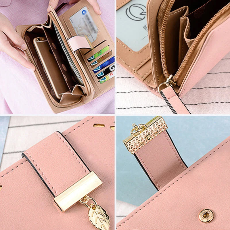 Avtoit | Long wallet for women with leaf pattern