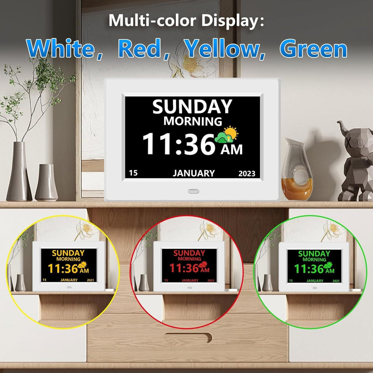 Avtoit | 11.5-Inch Digital Calendar Day Clock with 19 Reminders – Claryon
