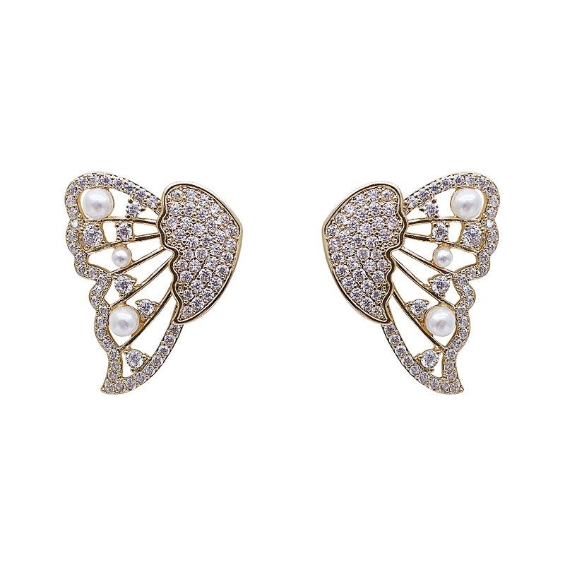 Avtoit | Butterfly earrings with pearls and diamonds