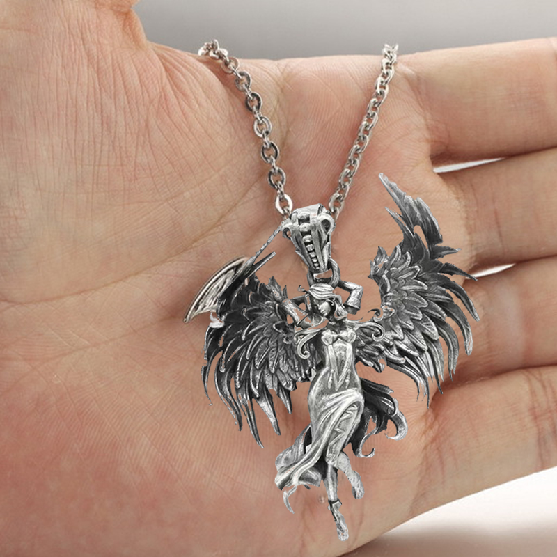 Avtoit | Sterling Silver Guardian Angel Pendant Necklace