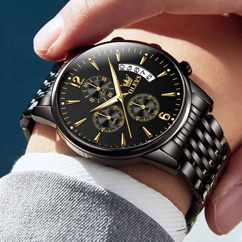 Avtoit | Luxury Gold Three-Eye Chronograph Dial Automatic Mechanical Watch