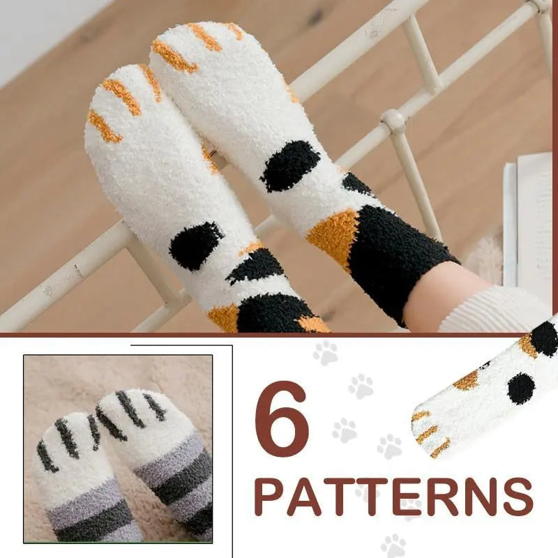 Avtoit | Cozy Cat Paw Socks – Plush Fleece Ankle Socks with Elastic Fit