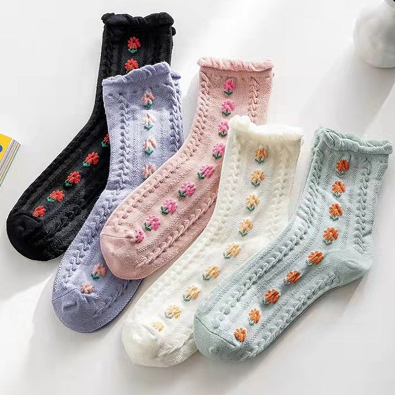 Avtoit | 5 Pair Vintage Flower Embroidery Socks