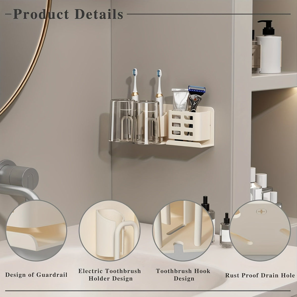 Avtoit | BristleHub Wall-Mounted Electric Toothbrush Holder – Aluminium Bathroom Organiser with Drainage Holes