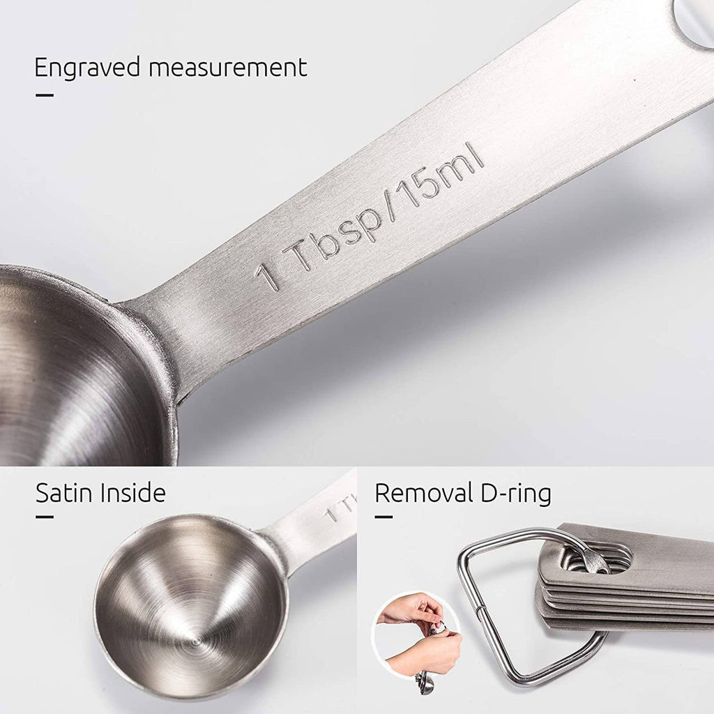 Avtoit | 9-piece set: stainless steel measuring spoons for dry and liquid ingredients