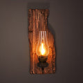 Avtoit | Tear-shaped Clear Glass Wall Lamp Industrial Single Bulb Bedroom Wall Lamp with Wooden Backplate