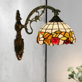 Avtoit | Bowl Shade Wall Mounted Lamp Tiffany Hand Cut Glass 1 Light Bulb Bronze Wall Light with Fruit Pattern