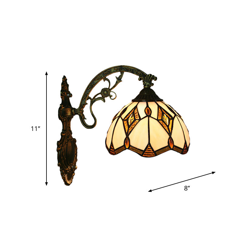 Avtoit | Wave-Edge Bowl Wall Lamp 1-Light Tiffany Glass Crafts Wall Mount Light Fixture in Bronze
