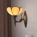 Avtoit | Flower/Bowl Wall-Mounted Light Tiffany Beige/Yellow Glass 1-Bulb Bronze Finish Wall Switch Light