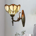 Avtoit | Baroque Flower-Shaped Wall Lamp 1 Head Beige Glass Wall Mounted Lamp in Bronze for Bedroom