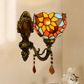 Avtoit | Handcrafted Stained Glass Brass Wall Lamp Sunflower 1-Light Tiffany Wall Mount Fixture