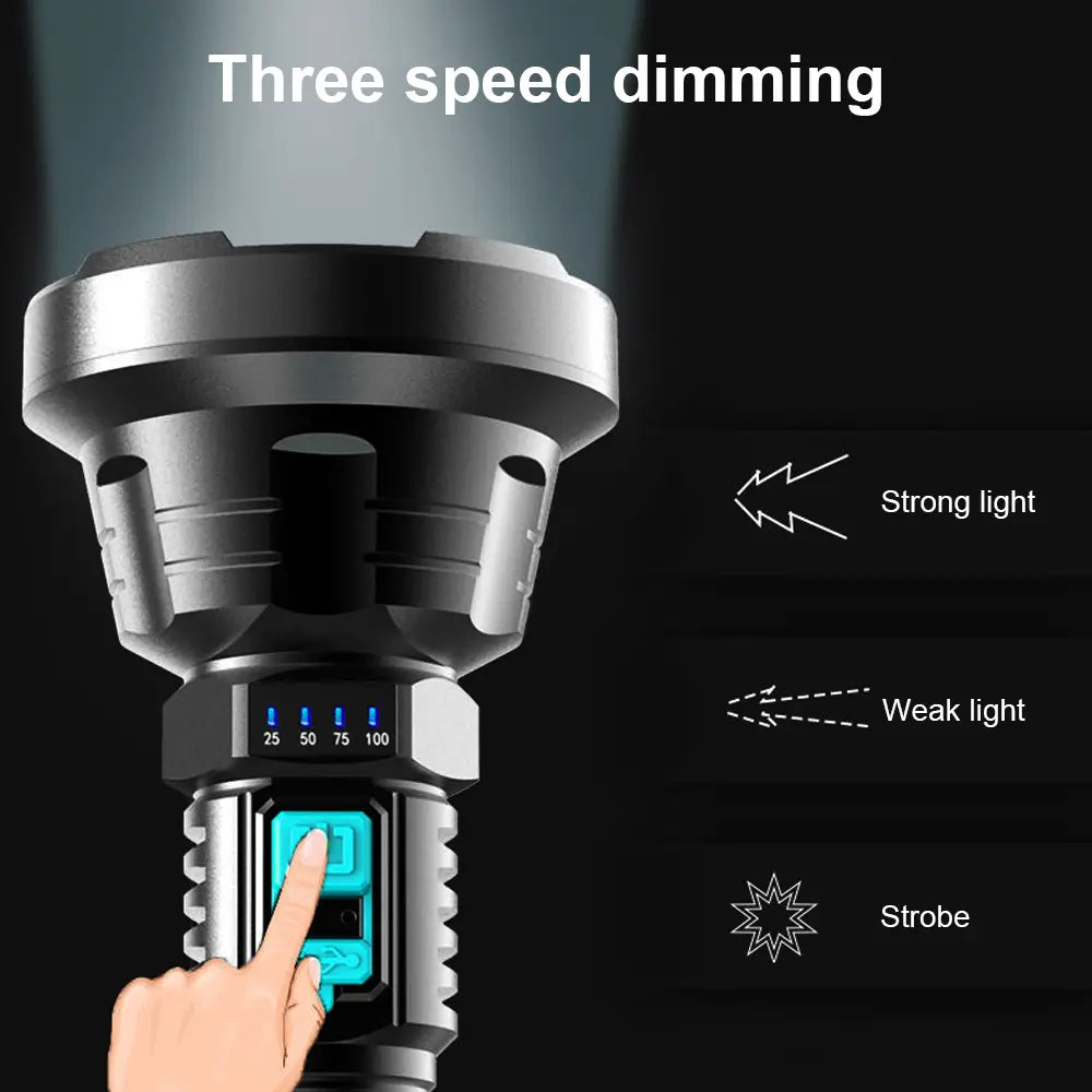 Avtoit | 90000LM LED flashlight – Tactical searchlight with USB charging and super bright lighting