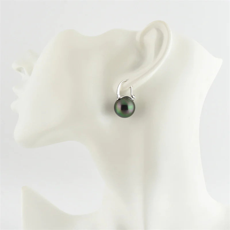 Avtoit | Black Pearl Earrings  Available in White Champagne Grey Gold and Black  Pearl Dangle Earrings
