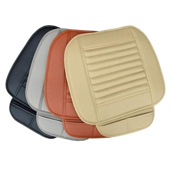 Car Seat Cushion with Leather Cover and Bamboo Charcoal, Front or Rear Seat