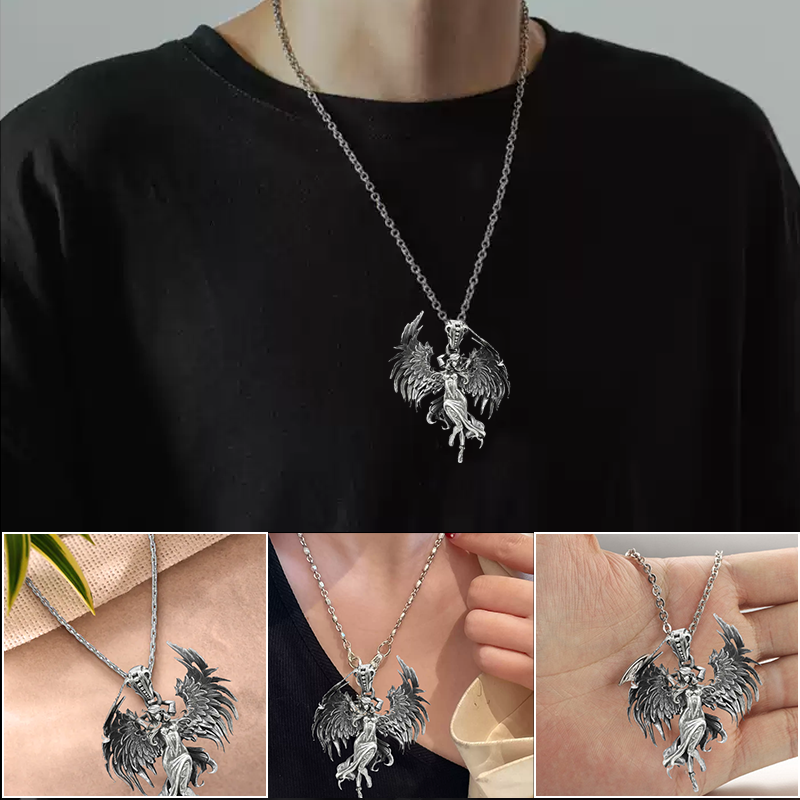 Avtoit | Sterling Silver Guardian Angel Pendant Necklace