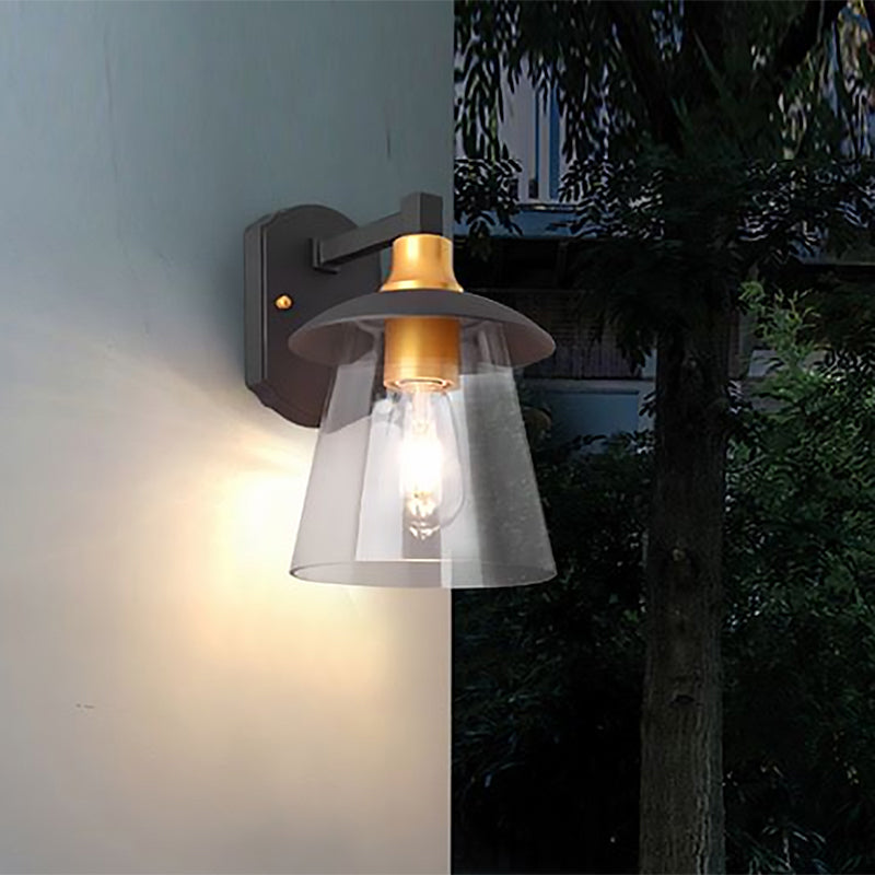 Avtoit | Clear Glass Black Wall Lamp Lighting Cylinder/Half Circle/Rectangle 1-Light Industrial Light Fixture, 6"/8" Wide