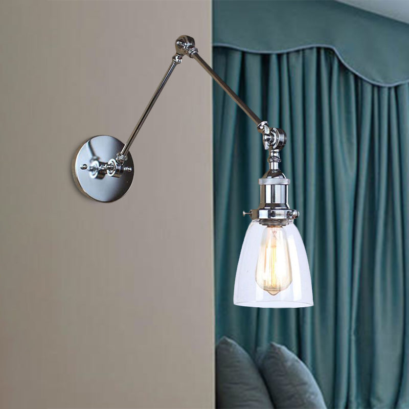 Avtoit | Tapered Accent Wall Lamp Antique Clear Glass 1 Light Black/Silver/Brass Wall Lamp with Swingarm