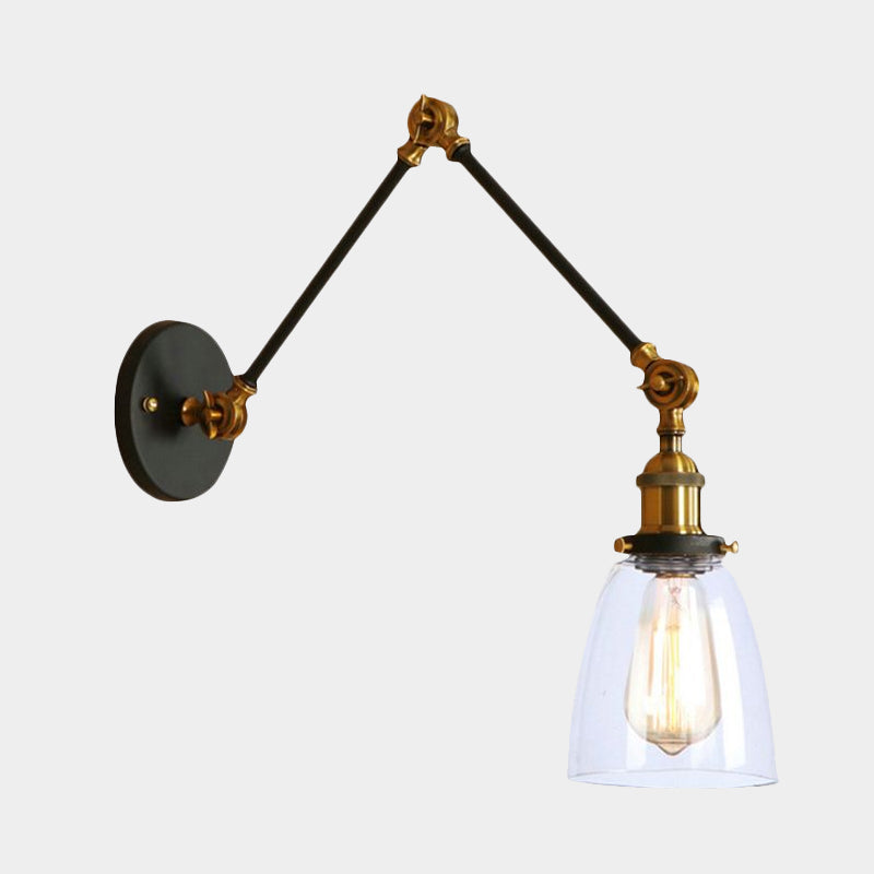 Avtoit | Tapered Accent Wall Lamp Antique Clear Glass 1 Light Black/Silver/Brass Wall Lamp with Swingarm