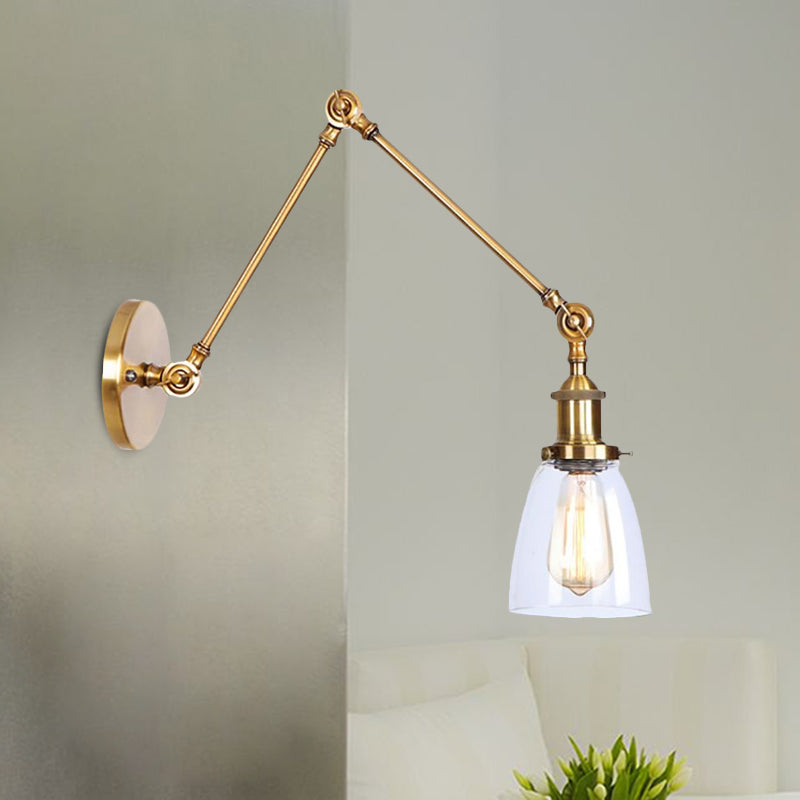 Avtoit | Tapered Accent Wall Lamp Antique Clear Glass 1 Light Black/Silver/Brass Wall Lamp with Swingarm