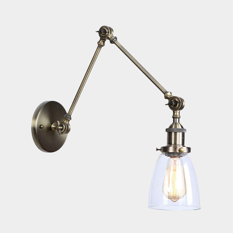 Avtoit | Tapered Accent Wall Lamp Antique Clear Glass 1 Light Black/Silver/Brass Wall Lamp with Swingarm