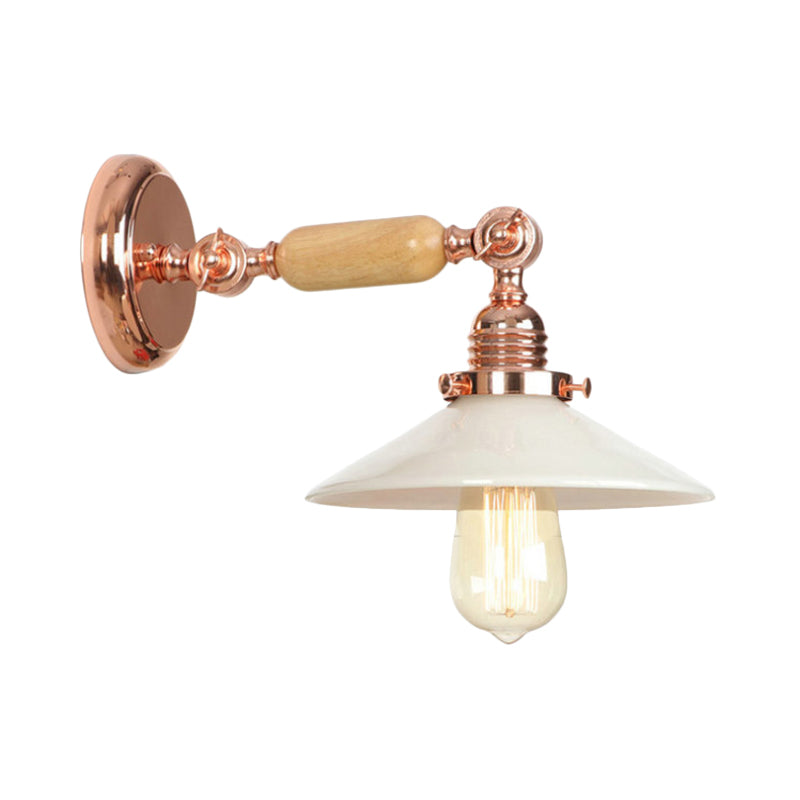 Avtoit | Rose Gold A Light Wall Lamp Industrial Opal Glass Cone Shade Lighting Fixture