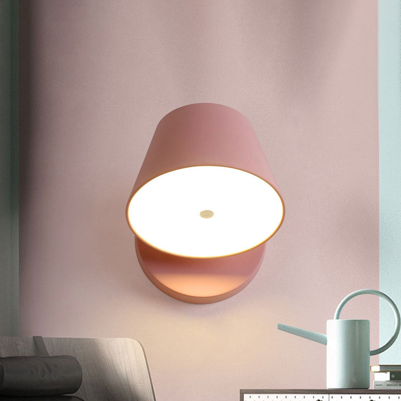 Avtoit | Pink/Yellow/Black Cone Wall Lamp Macaron 1 Light Metal Wall Light in White/Warm Light