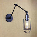 Avtoit | Swing Arm Corridor Wall Lamp Rustic Style Metal 1 Light Black Finish Adjustable Wall-Mounted Lamp