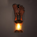 Avtoit | Housing living room wall lamp Coastal clear glass 1 light rust sconce lamp with wooden back base plate