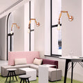Avtoit | 1 Headable Light Bulb Wall Lamp Industrial Style Rose Gold Wood and Metal Wall Light with Triple Joint