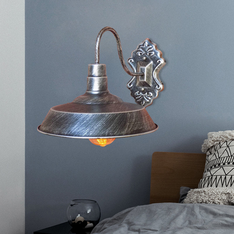 Avtoit | 1 Light Barn Wall Mount Light Antique Style Copper/Rust Wrought Iron Wall Lamp for Balcony