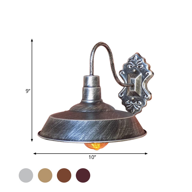 Avtoit | 1 Light Barn Wall Mount Light Antique Style Copper/Rust Wrought Iron Wall Lamp for Balcony