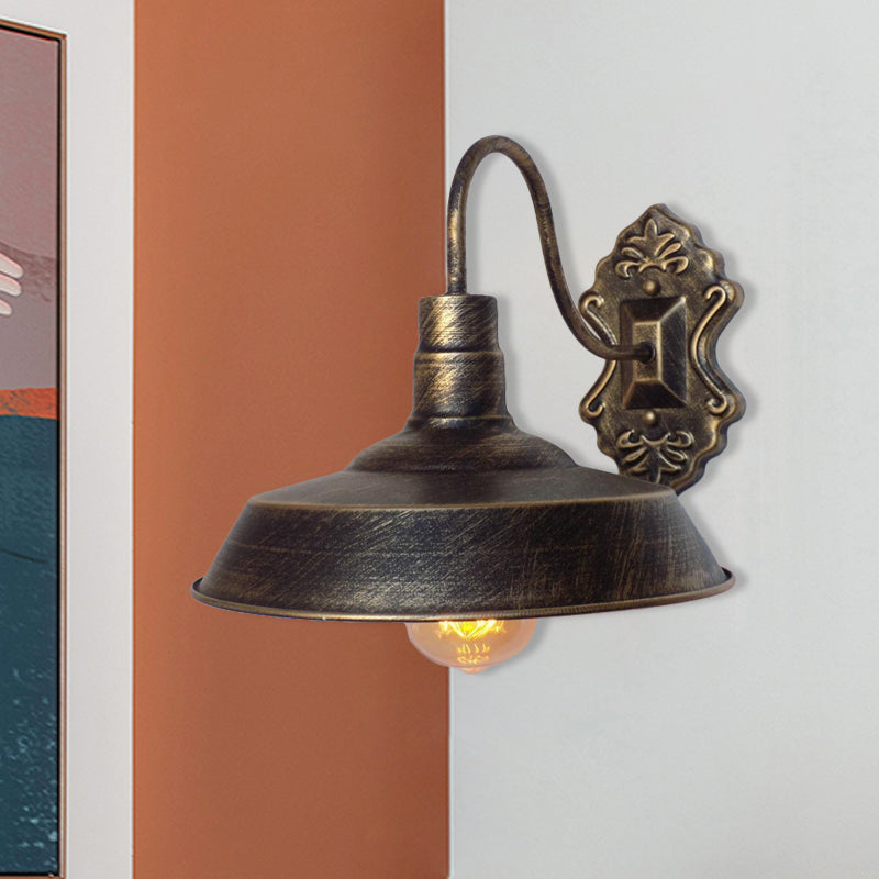 Avtoit | 1 Light Barn Wall Mount Light Antique Style Copper/Rust Wrought Iron Wall Lamp for Balcony
