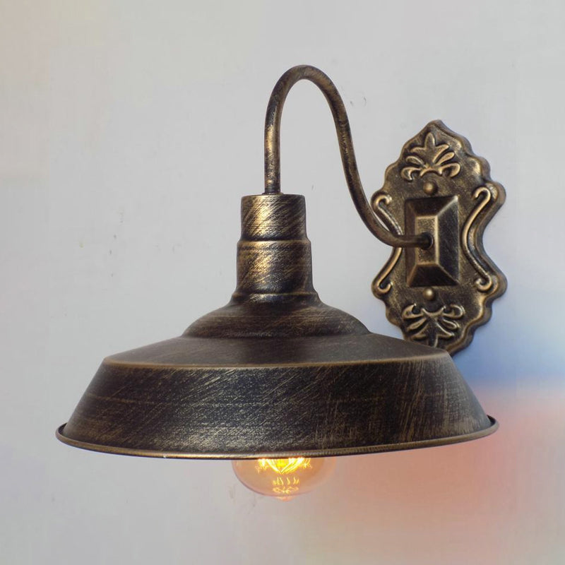 Avtoit | 1 Light Barn Wall Mount Light Antique Style Copper/Rust Wrought Iron Wall Lamp for Balcony
