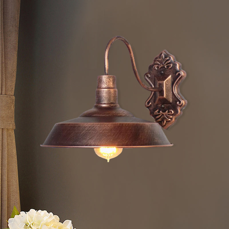 Avtoit | 1 Light Barn Wall Mount Light Antique Style Copper/Rust Wrought Iron Wall Lamp for Balcony