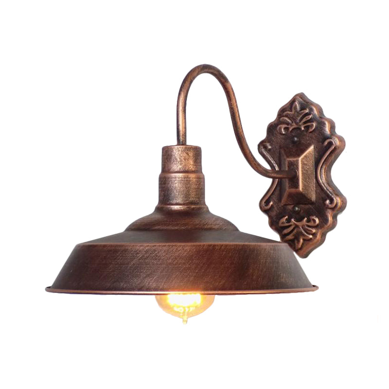 Avtoit | 1 Light Barn Wall Mount Light Antique Style Copper/Rust Wrought Iron Wall Lamp for Balcony