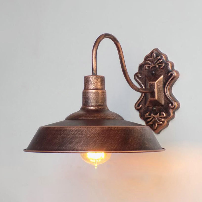 Avtoit | 1 Light Barn Wall Mount Light Antique Style Copper/Rust Wrought Iron Wall Lamp for Balcony