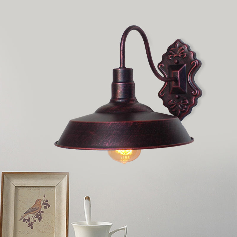 Avtoit | 1 Light Barn Wall Mount Light Antique Style Copper/Rust Wrought Iron Wall Lamp for Balcony