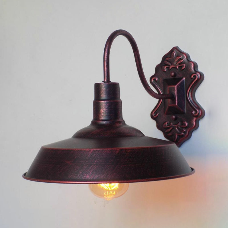 Avtoit | 1 Light Barn Wall Mount Light Antique Style Copper/Rust Wrought Iron Wall Lamp for Balcony