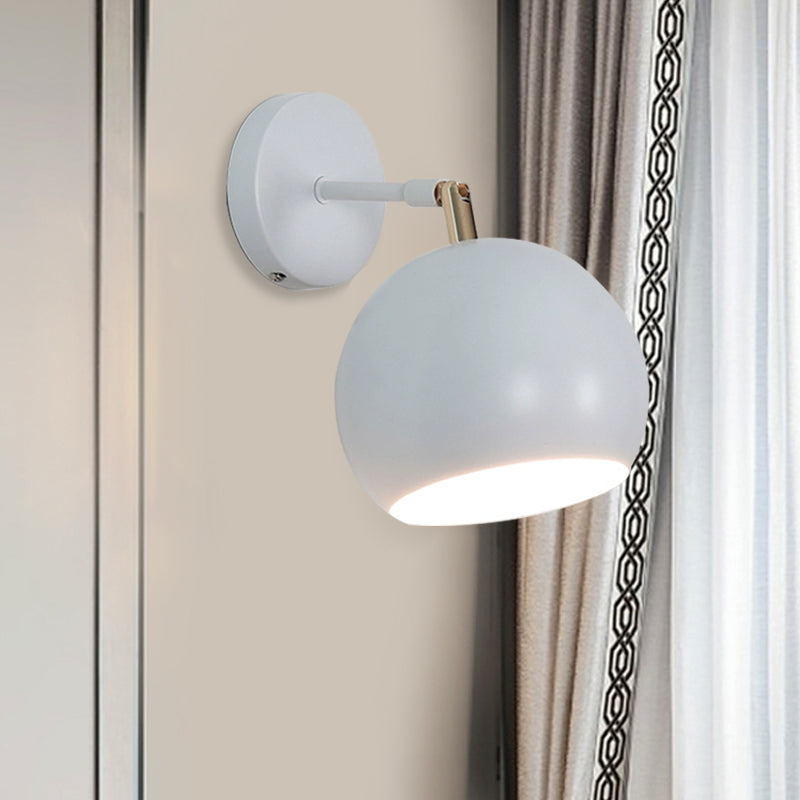 Avtoit | Adjustable Global Bedroom Wall Lamp Light Fixture Industrial Style Metal 1 Light White Wall Fixture Light