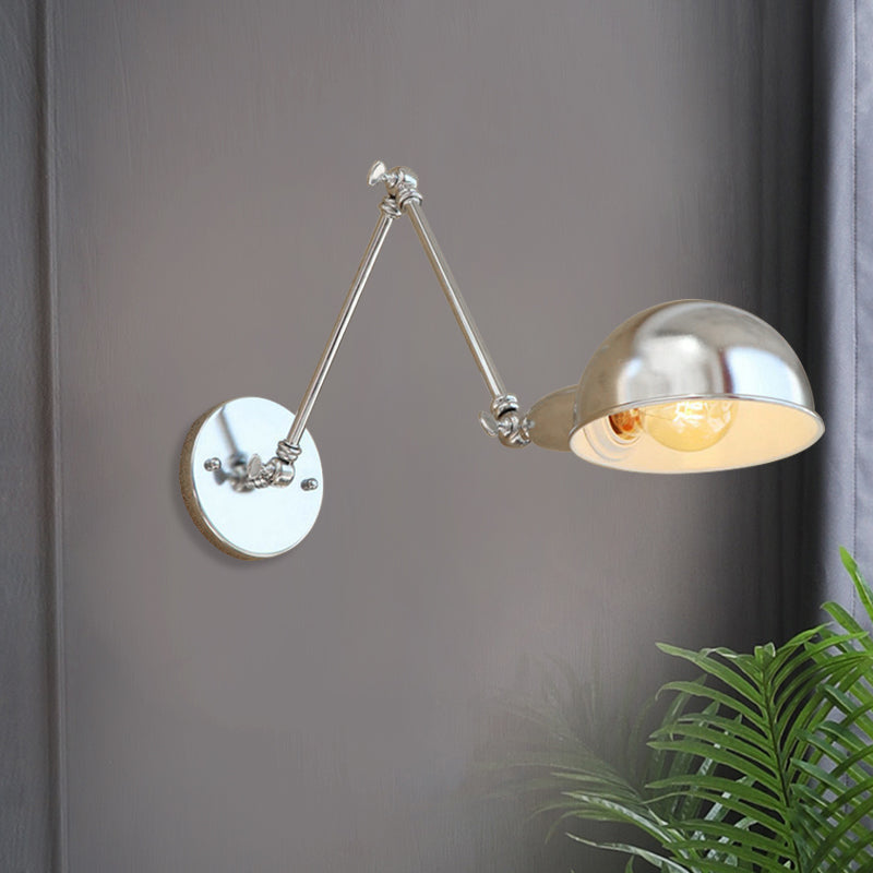Avtoit | Curved Metal Wall Light Industrial Style 1 Light Bedroom Wall Lamp with Swivel Arm in Chrome