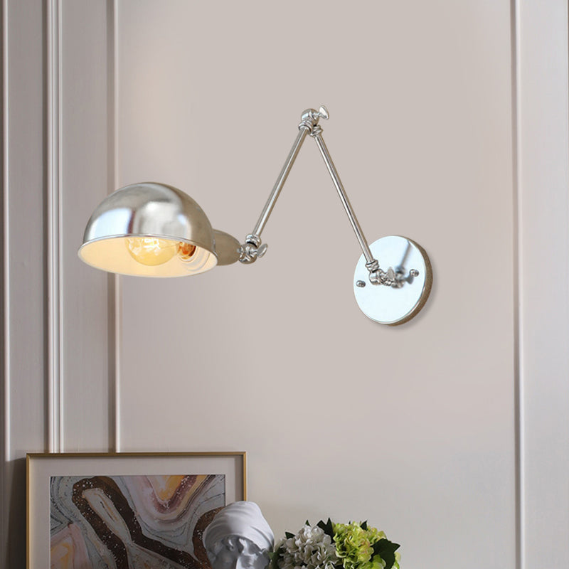 Avtoit | Curved Metal Wall Light Industrial Style 1 Light Bedroom Wall Lamp with Swivel Arm in Chrome