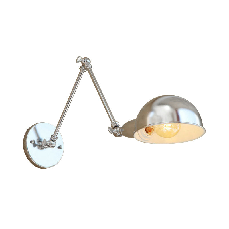 Avtoit | Curved Metal Wall Light Industrial Style 1 Light Bedroom Wall Lamp with Swivel Arm in Chrome