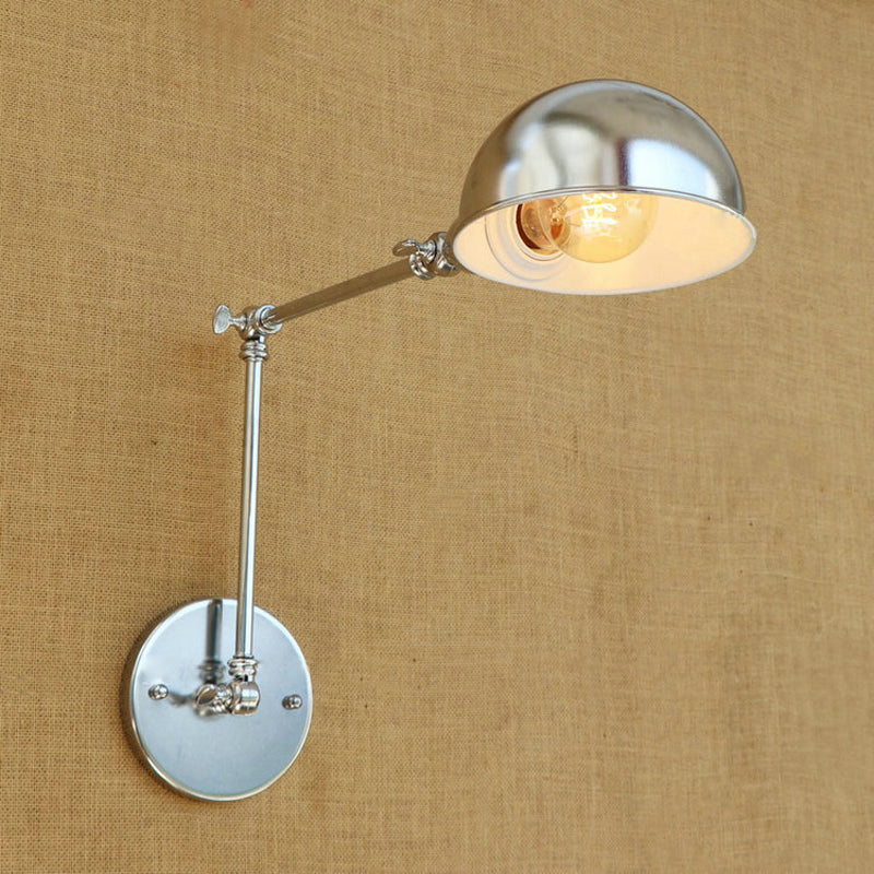 Avtoit | Curved Metal Wall Light Industrial Style 1 Light Bedroom Wall Lamp with Swivel Arm in Chrome